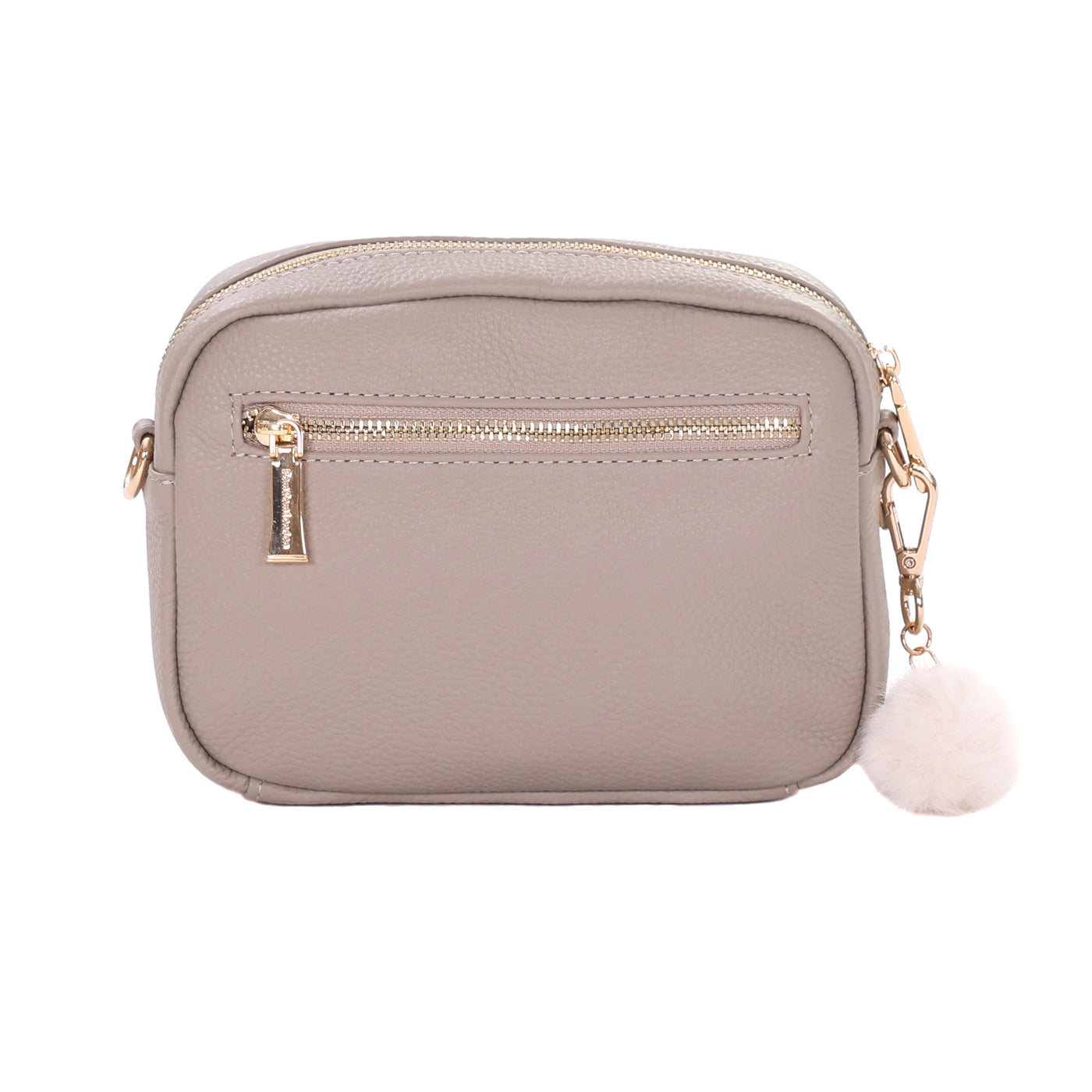Original Faux Fleece & Leather Bag Stone-Pom Pom London