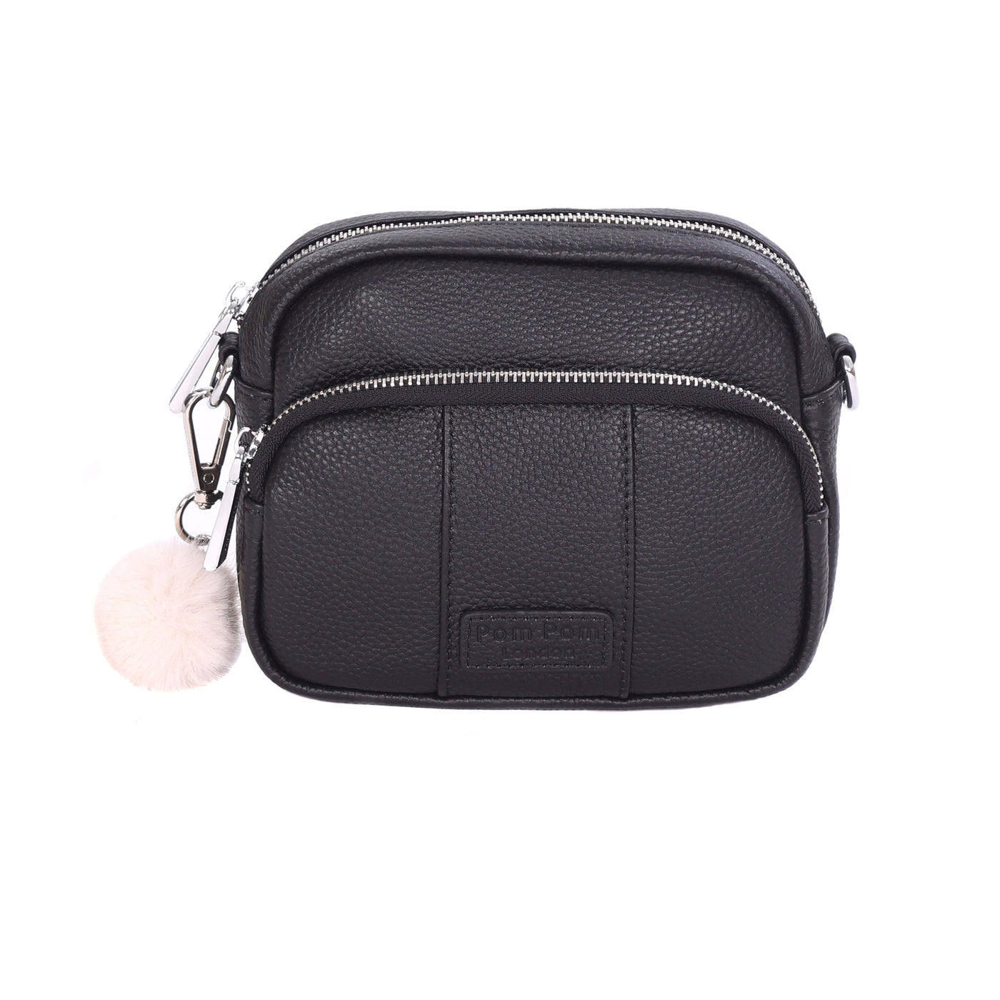 Original MINI Bag Black SILVER HARDWARE-Pom Pom London