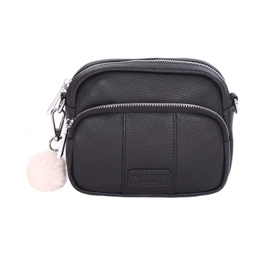 Original MINI Bag Black SILVER HARDWARE-Pom Pom London
