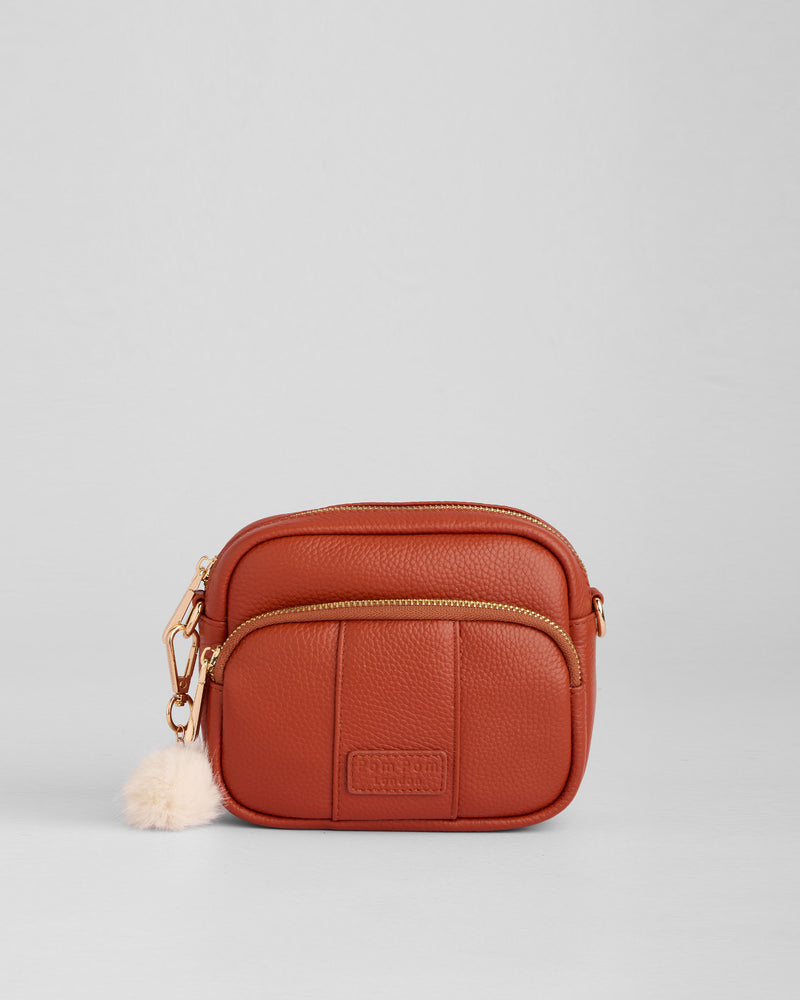 Burnt Orange Original Mini Bag - full-grain leather bag | Pom Pom London
