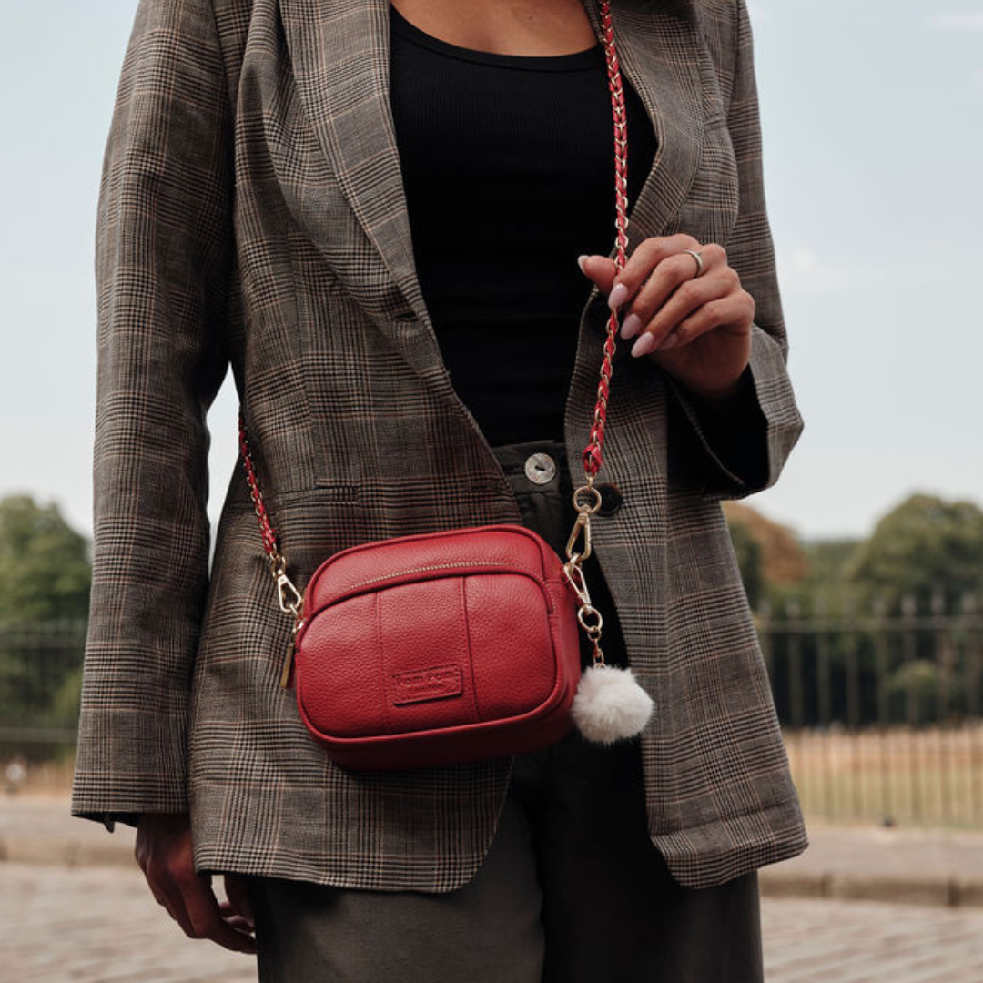 Original MINI Bag Crimson Red & Accessories-Pom Pom London
