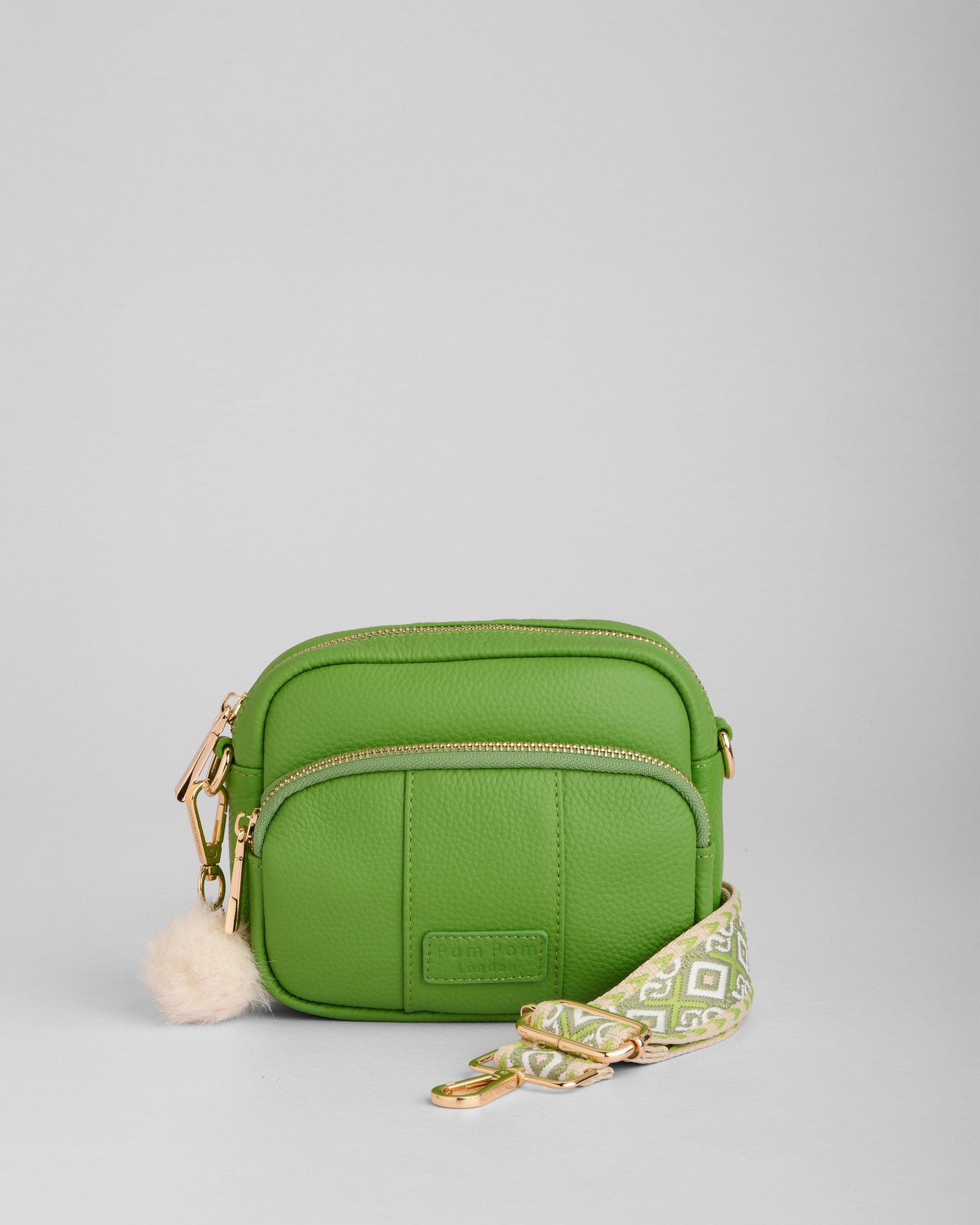 Frog Green Mini Leather Crossbody Bag | Pom Pom London