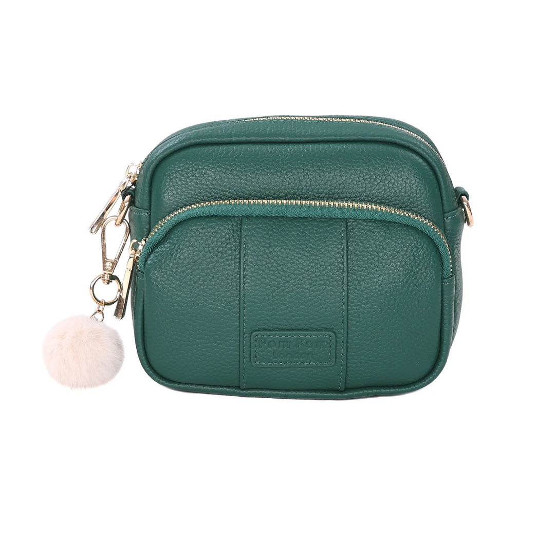Pom Pom London Original Mini - Leather Crossbody Bag In Madeira Green