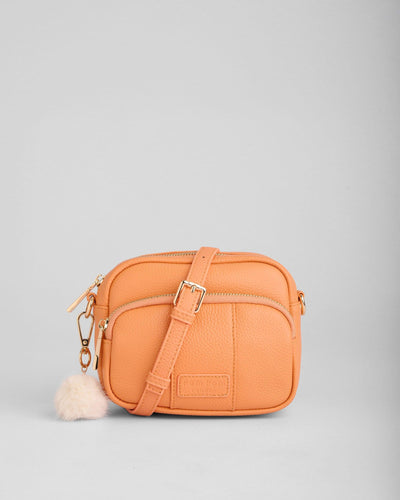 Mango Tango Mini Leather Crossbody Bag | Pom Pom London