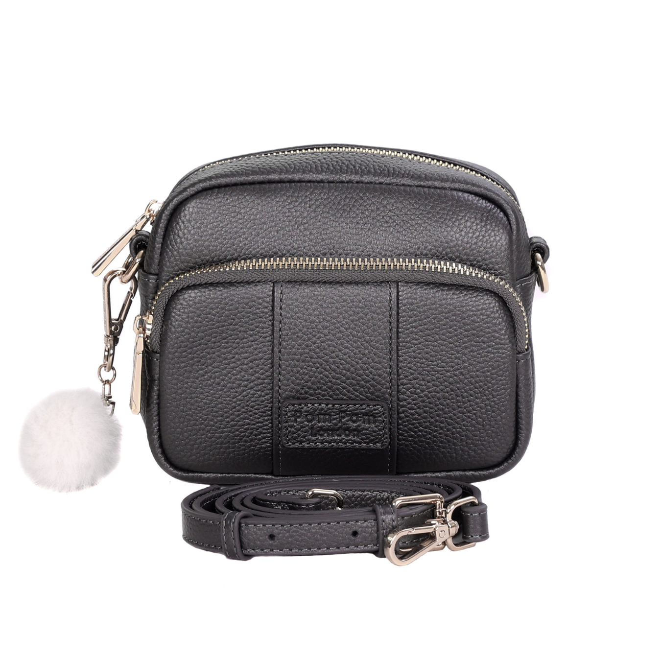 Original MINI Bag Metallic Pewter-Pom Pom London