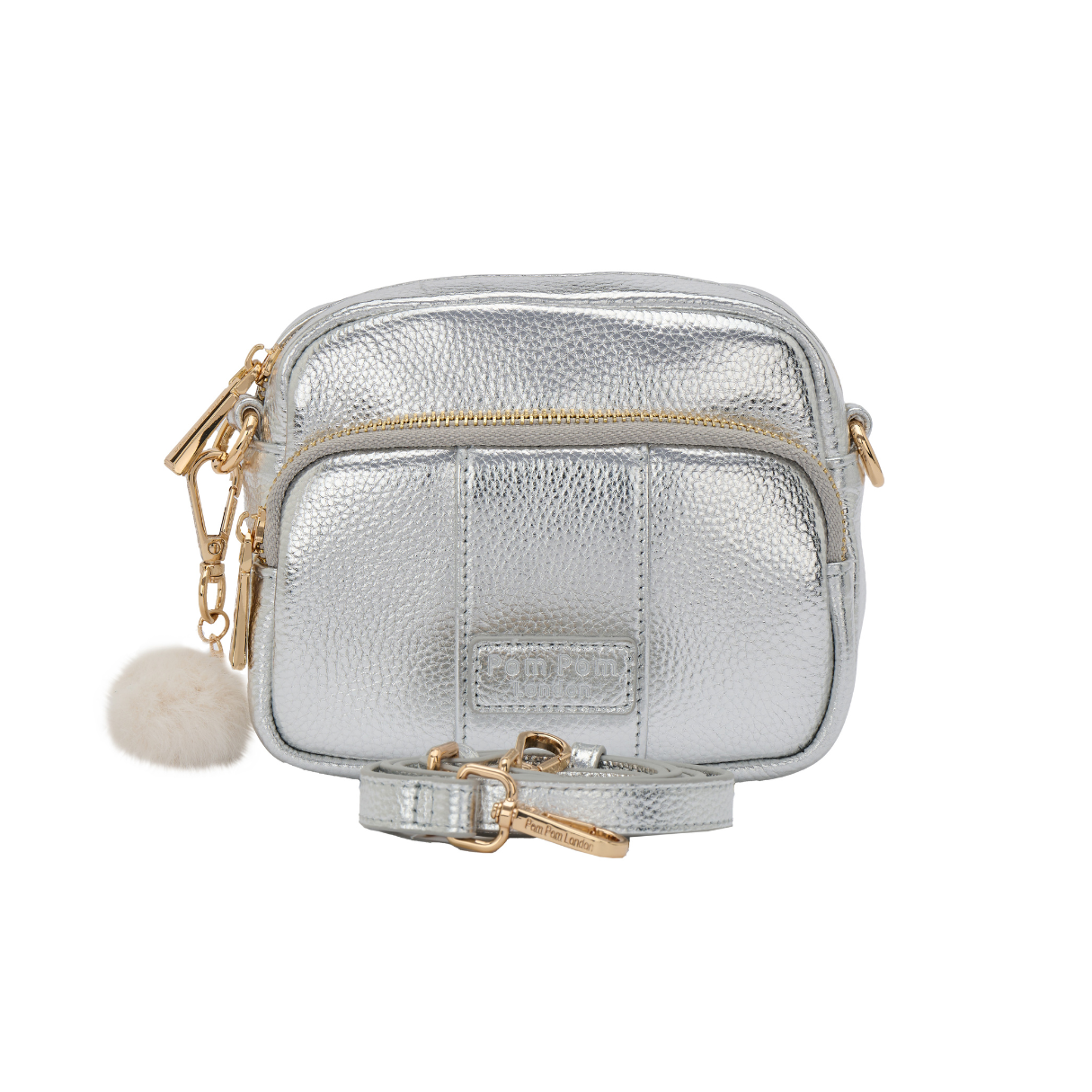Original MINI Bag Metallic Silver-Pom Pom London