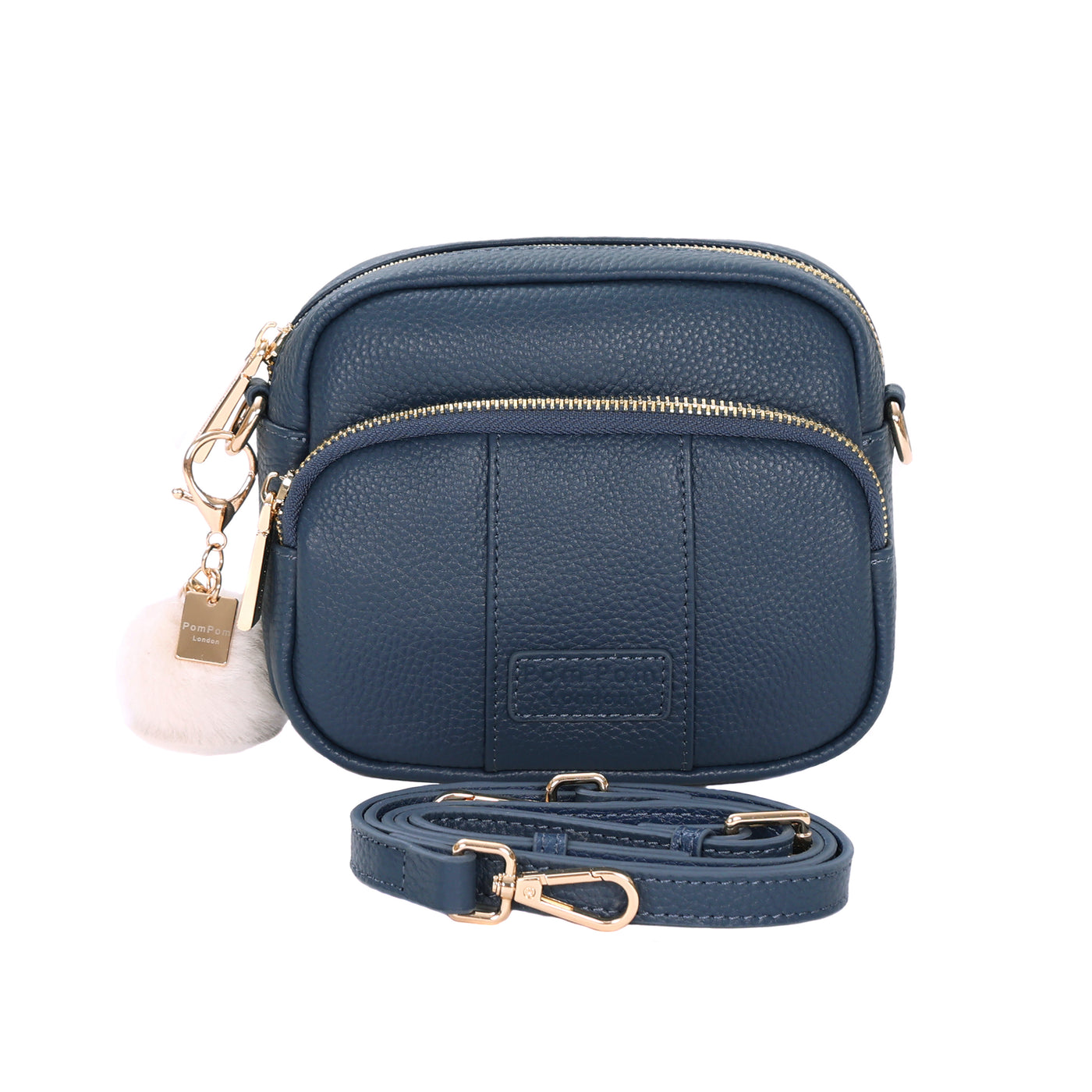 Pom Pom London Original Mini - Leather Crossbody Bag In Nordic Blue