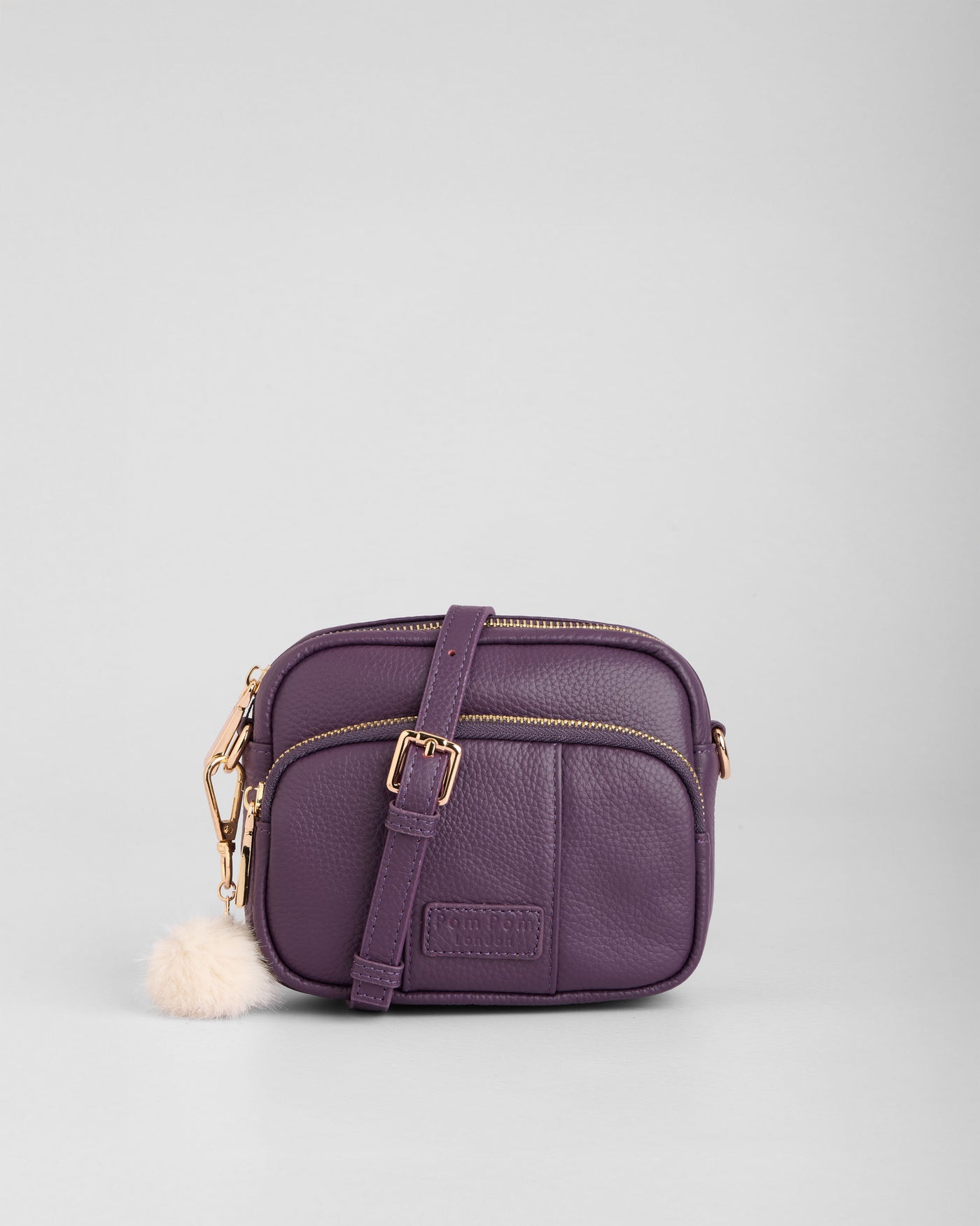 Pom Pom London Original Mini - Leather Crossbody Bag In Purple