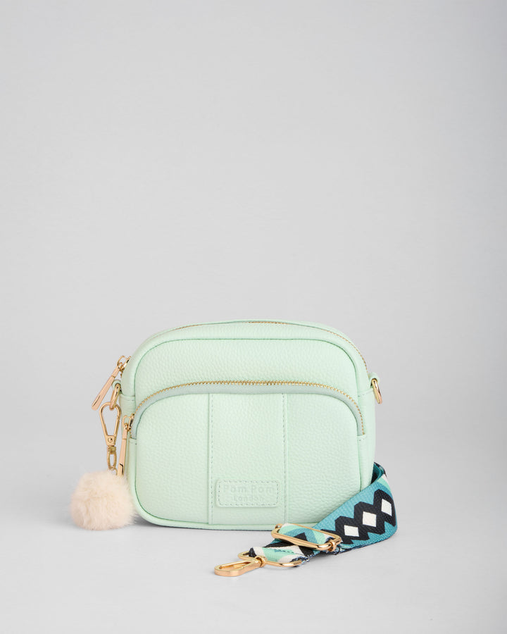 Spearmint Mini Leather Crossbody Bag | Pom Pom London