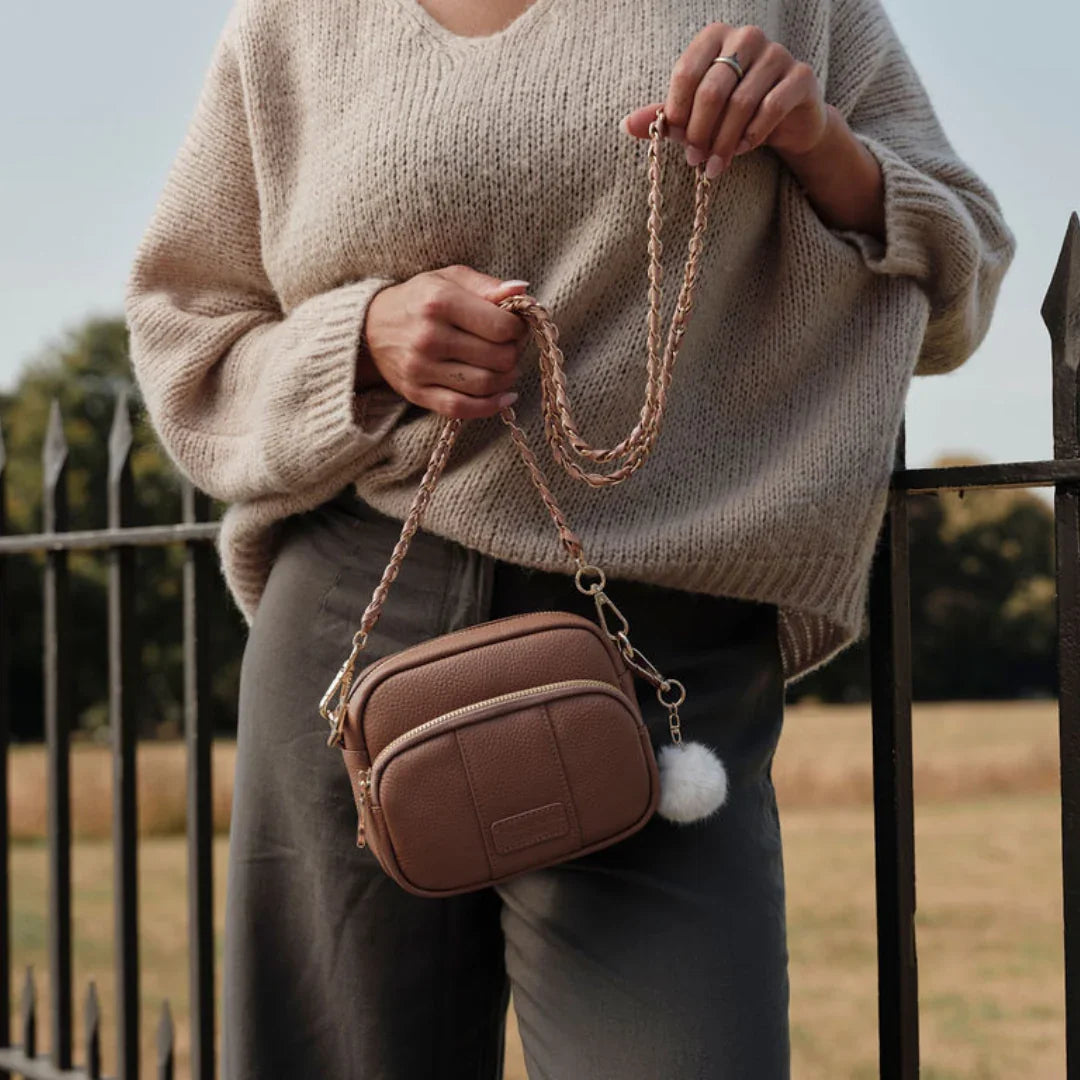 Pom Pom London Original Mini - Leather Crossbody Bag In Spiced Ginger