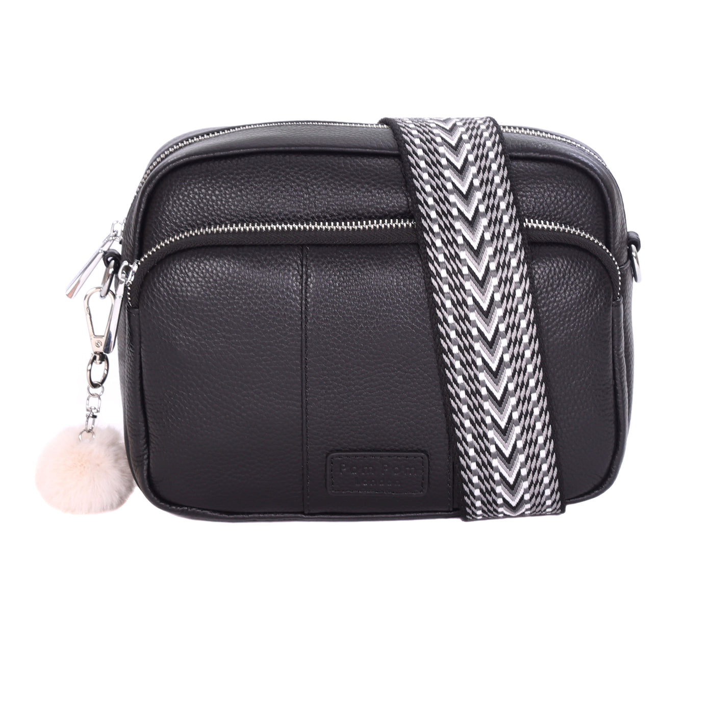 Original Plus Bag Black SILVER HARDWARE-Pom Pom London