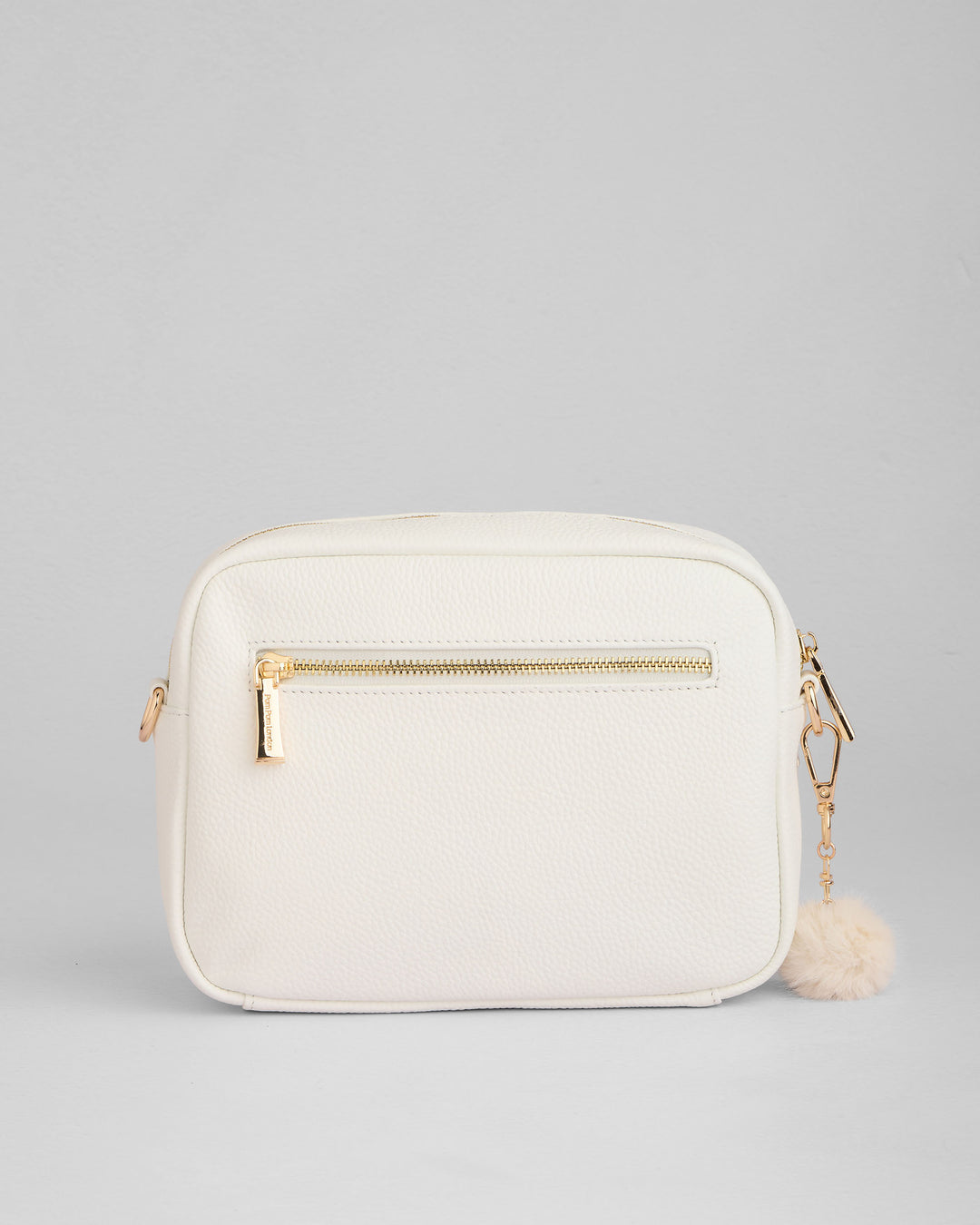 Bright White Large Leather Crossbody Bag | Pom Pom London