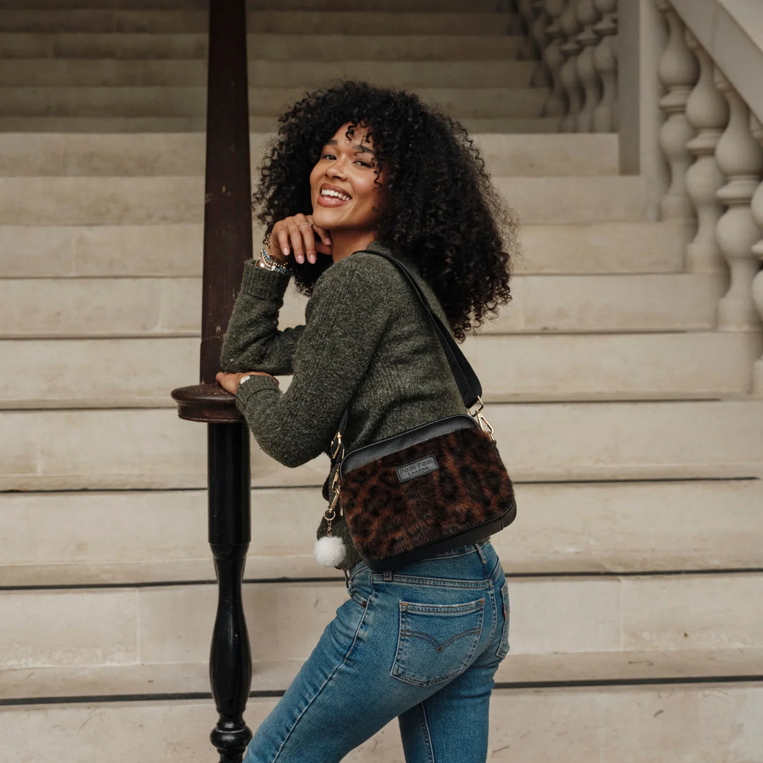 Original Plus & Accessories - Leather Crossbody Bag In Leopard