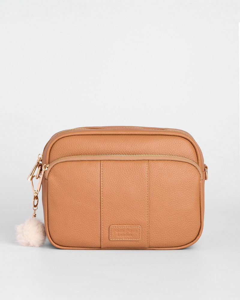 Original Plus Leather Crossbody Bag in Maple by Pom Pom London