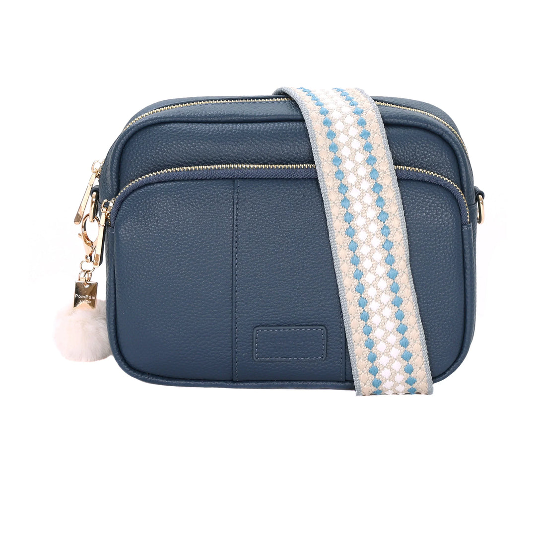Pom Pom London Original Plus - Leather Crossbody Bag In Nordic Blue