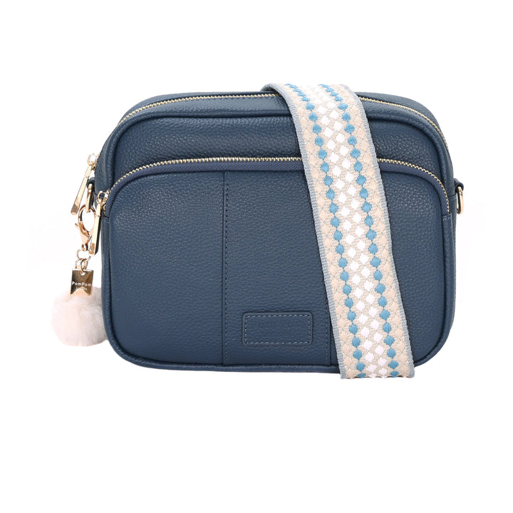 Pom Pom London Original Plus - Leather Crossbody Bag In Nordic Blue