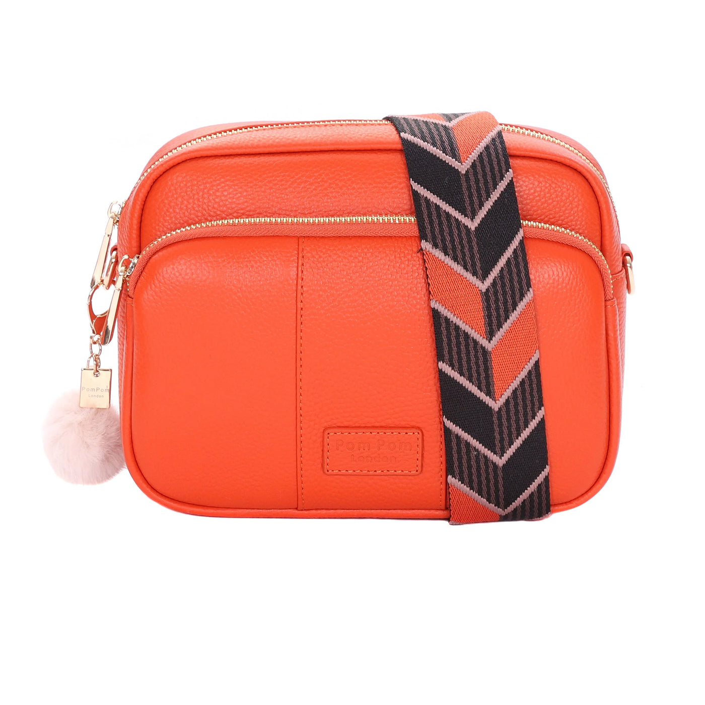 Pom Pom London Original Plus - Leather Crossbody Bag In Orange Spice