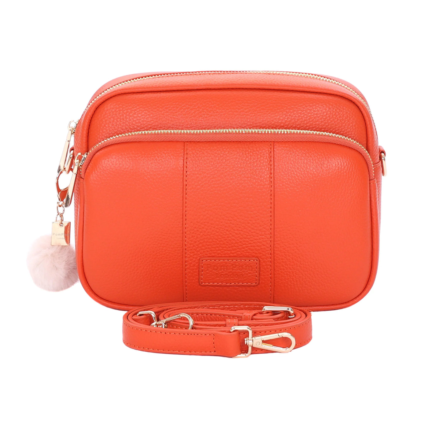 Pom Pom London Original Plus - Leather Crossbody Bag In Orange Spice
