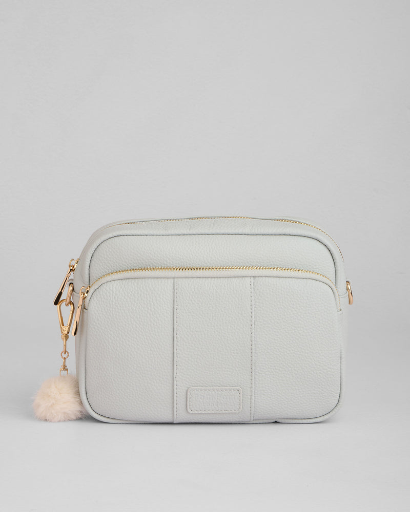 Salt Grey Original Plus Bag - full-grain leather bag | Pom Pom London