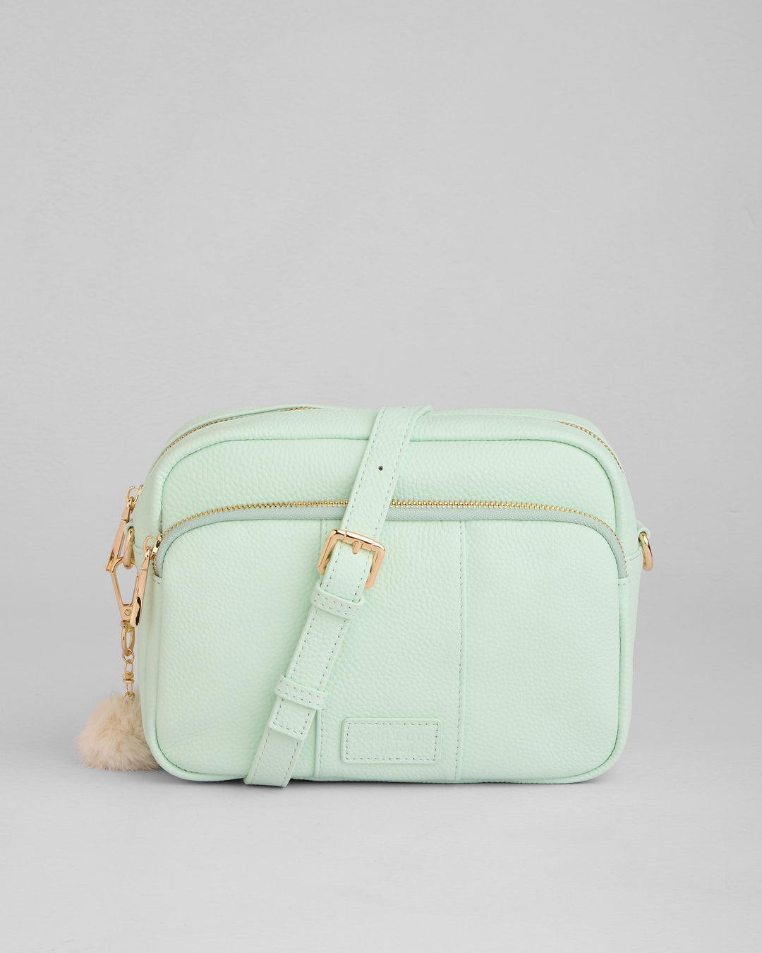 Spearmint Large Leather Crossbody Bag | Pom Pom London