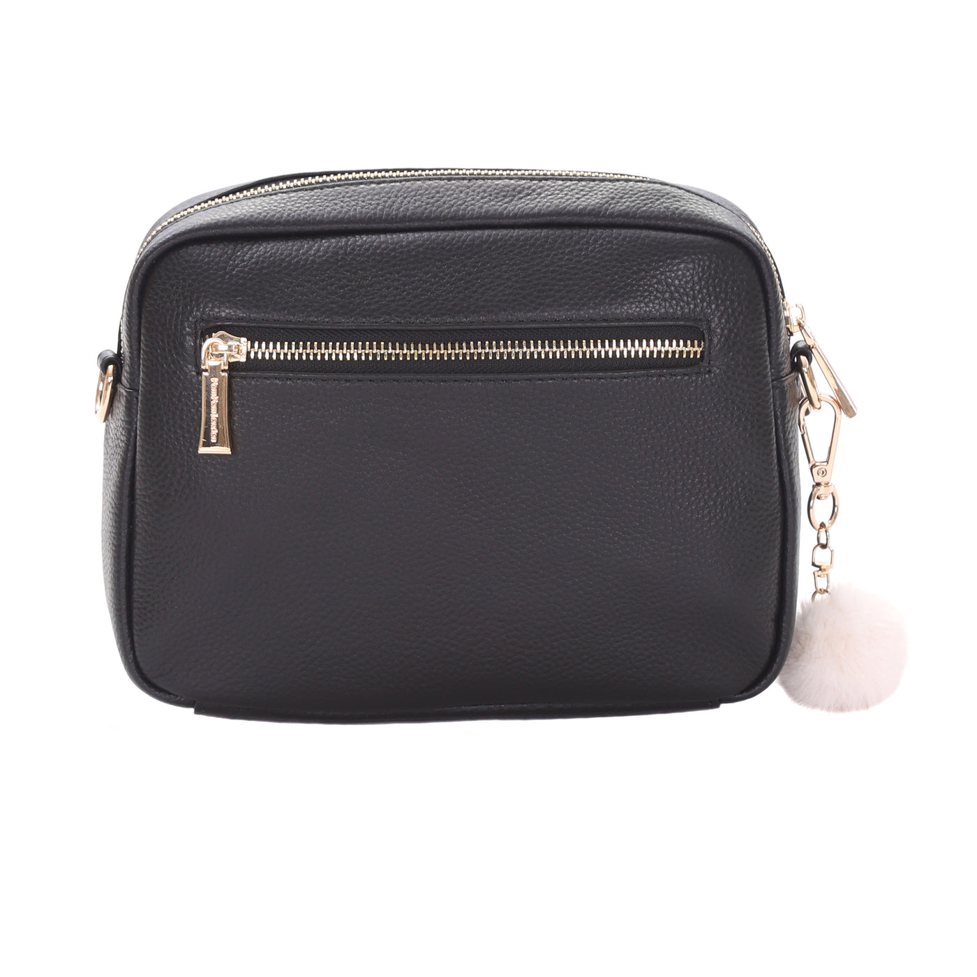 Original Plus Faux Fleece & Leather Bag Black-Pom Pom London
