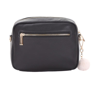 Original Plus Faux Fleece & Leather Bag Black-Pom Pom London