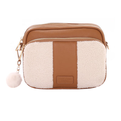 Original Plus Faux Fleece & Leather Bag Maple-Pom Pom London