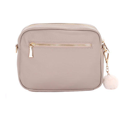 Original Plus Faux Fleece & Leather Bag Stone-Pom Pom London