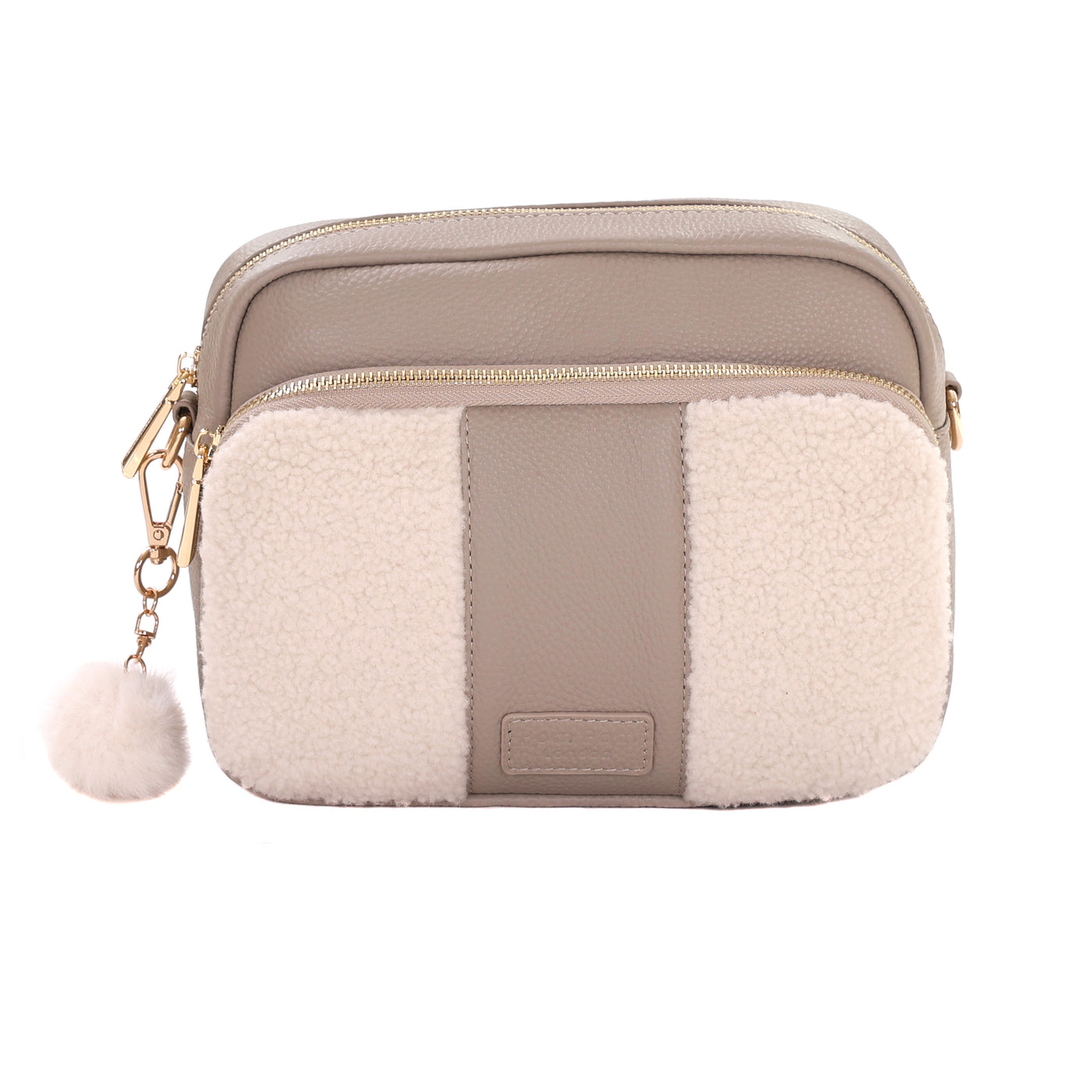 Original Plus Faux Fleece & Leather Bag Stone-Pom Pom London