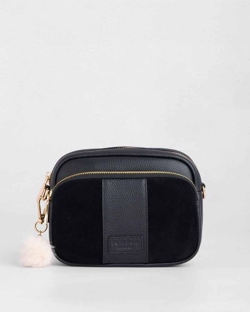 Original Suede & Leather Bag Black-Pom Pom London
