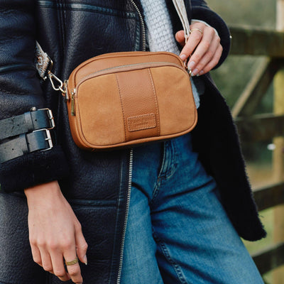 Original Suede & Leather Bag Maple-Pom Pom London