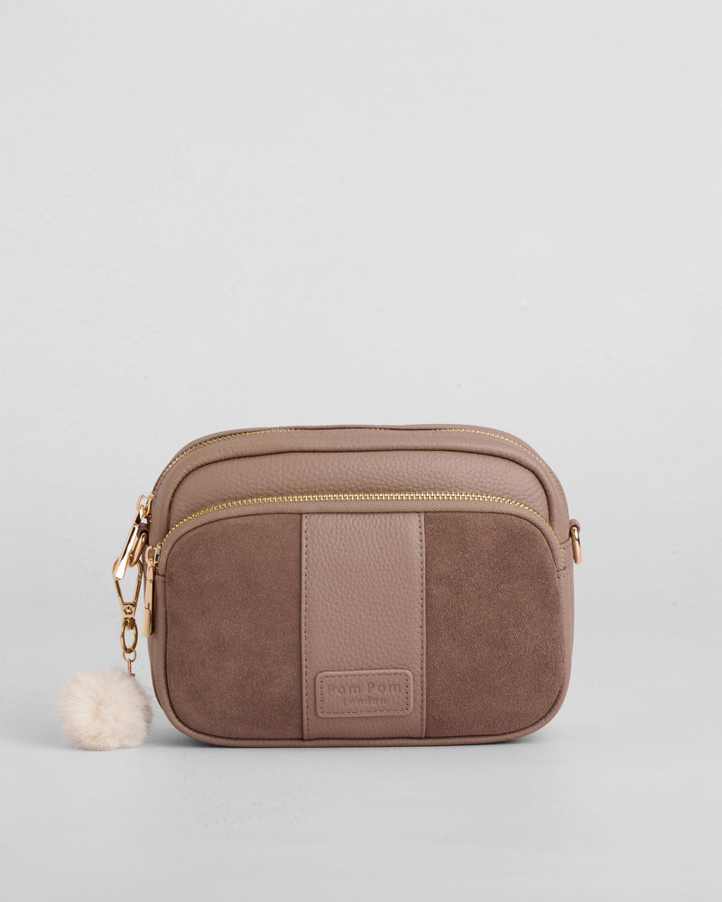 Original Suede & Leather Bag Mocha-Pom Pom London