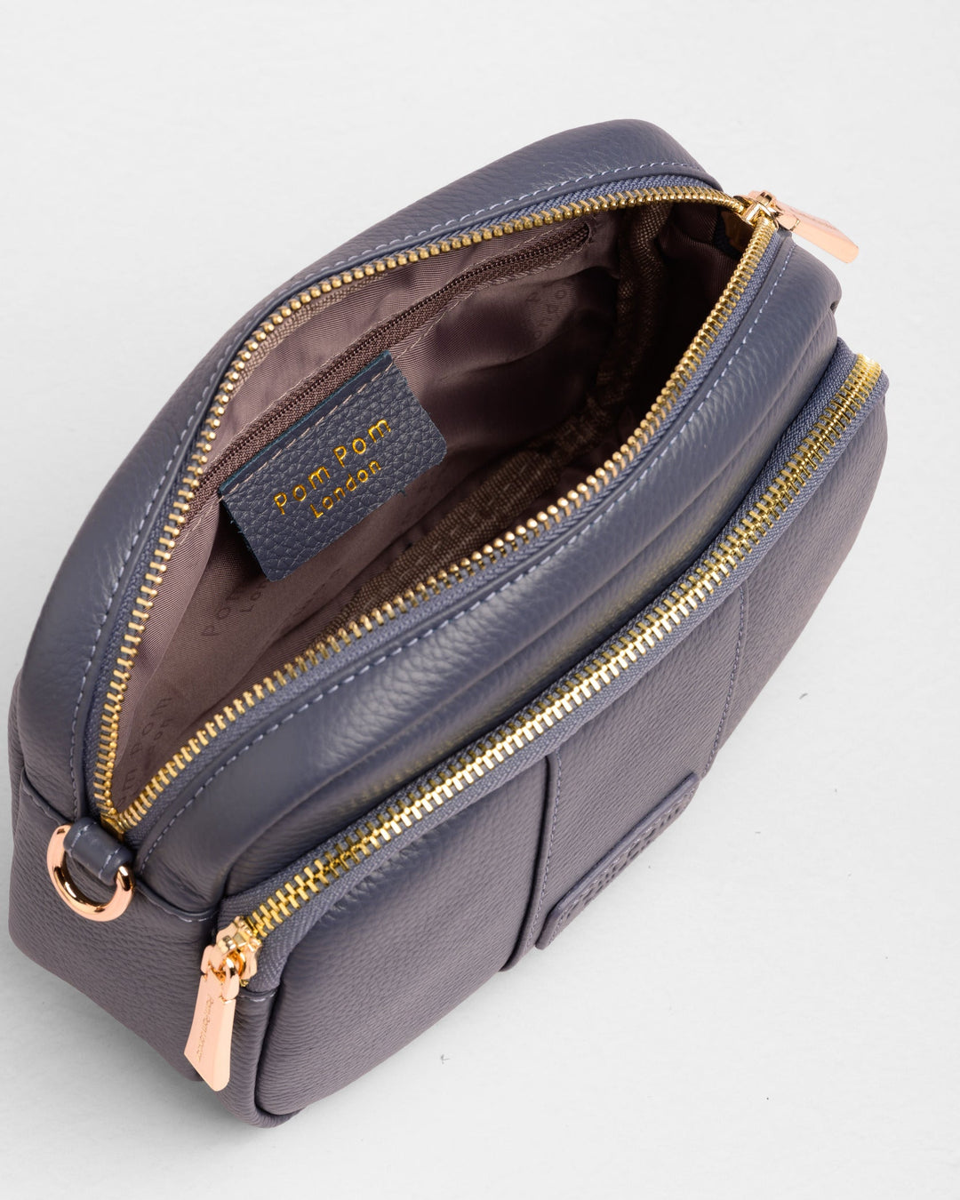 Pom Pom London Original - Leather Crossbody Bag In Slate Blue