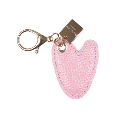 Metallic Pink Heart Keyring - Pom Pom London