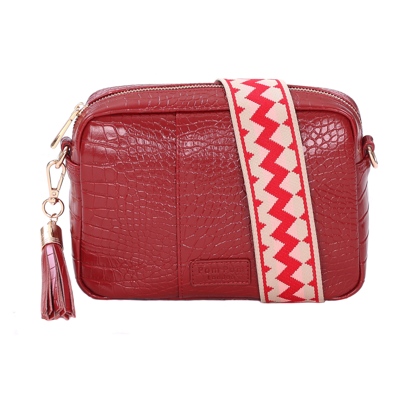 Pom Pom London City Bag Croc Berry Red-Pom Pom London