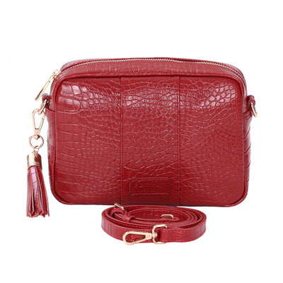 Pom Pom London City Bag Croc Berry Red-Pom Pom London