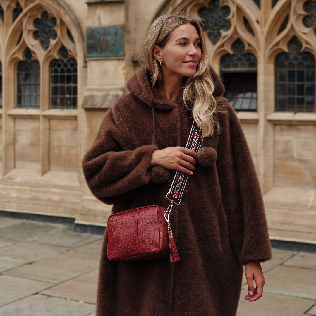 Pom Pom London City Bag Croc Berry Red-Pom Pom London