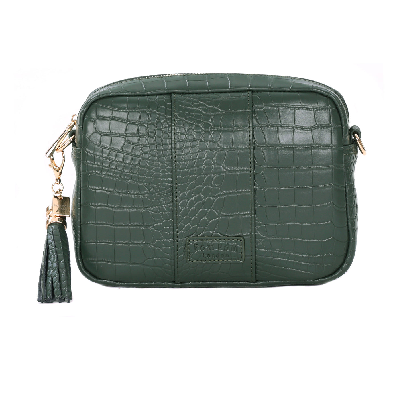 Pom Pom London City Bag Croc Pine Green-Pom Pom London