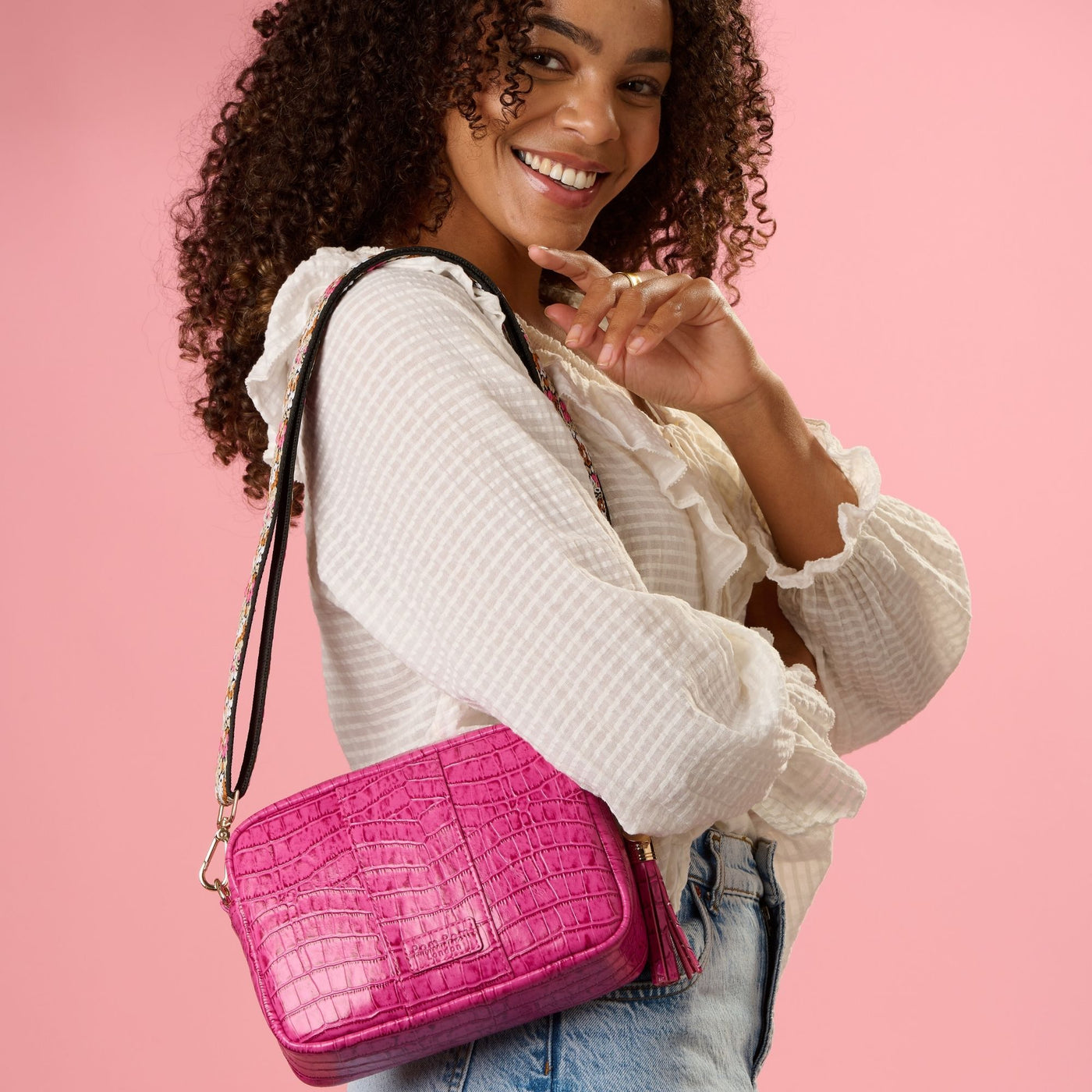 Pom Pom London City Bag Croc Pink-Pom Pom London