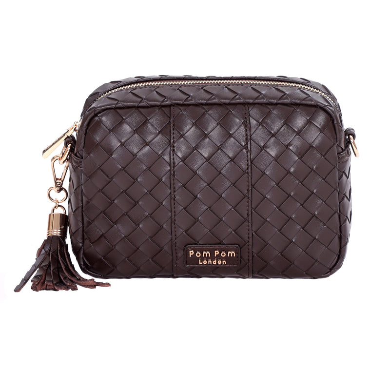Pom Pom London City Bag Lattice Chocolate-Pom Pom London