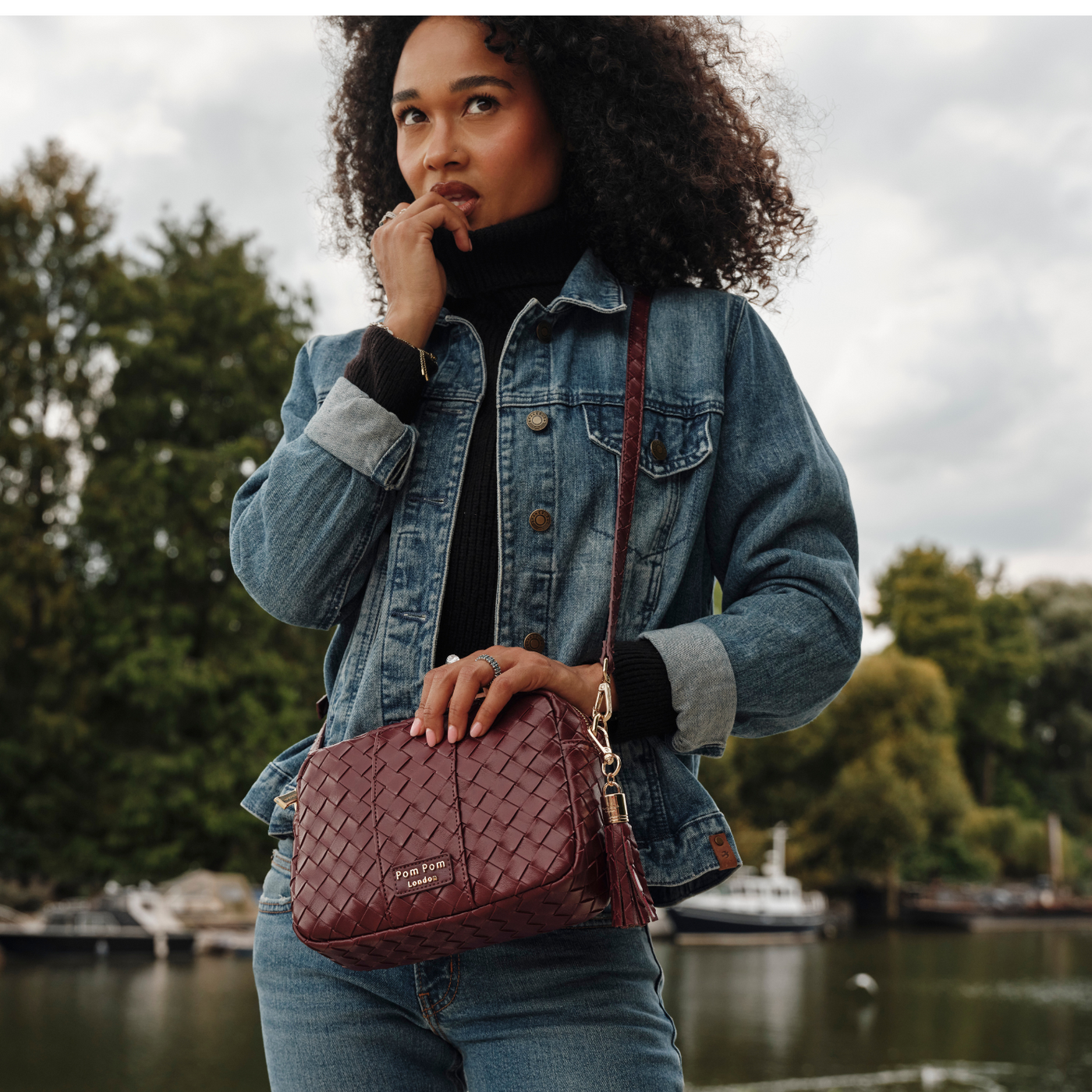 Pom Pom London City Bag Lattice Wine-Pom Pom London