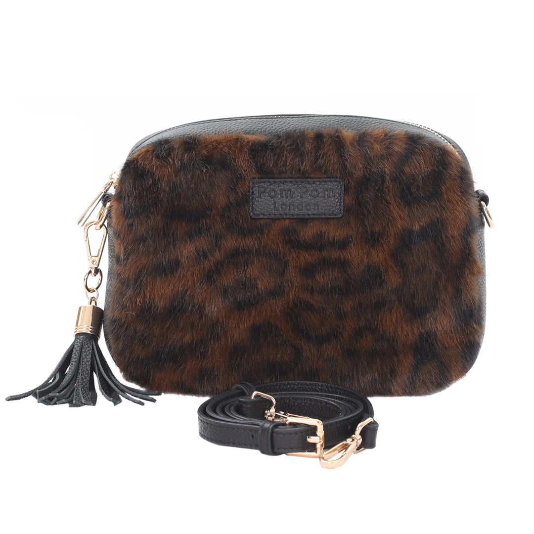 Pom Pom London City - Leather Crossbody bag in Leopard Print Faux