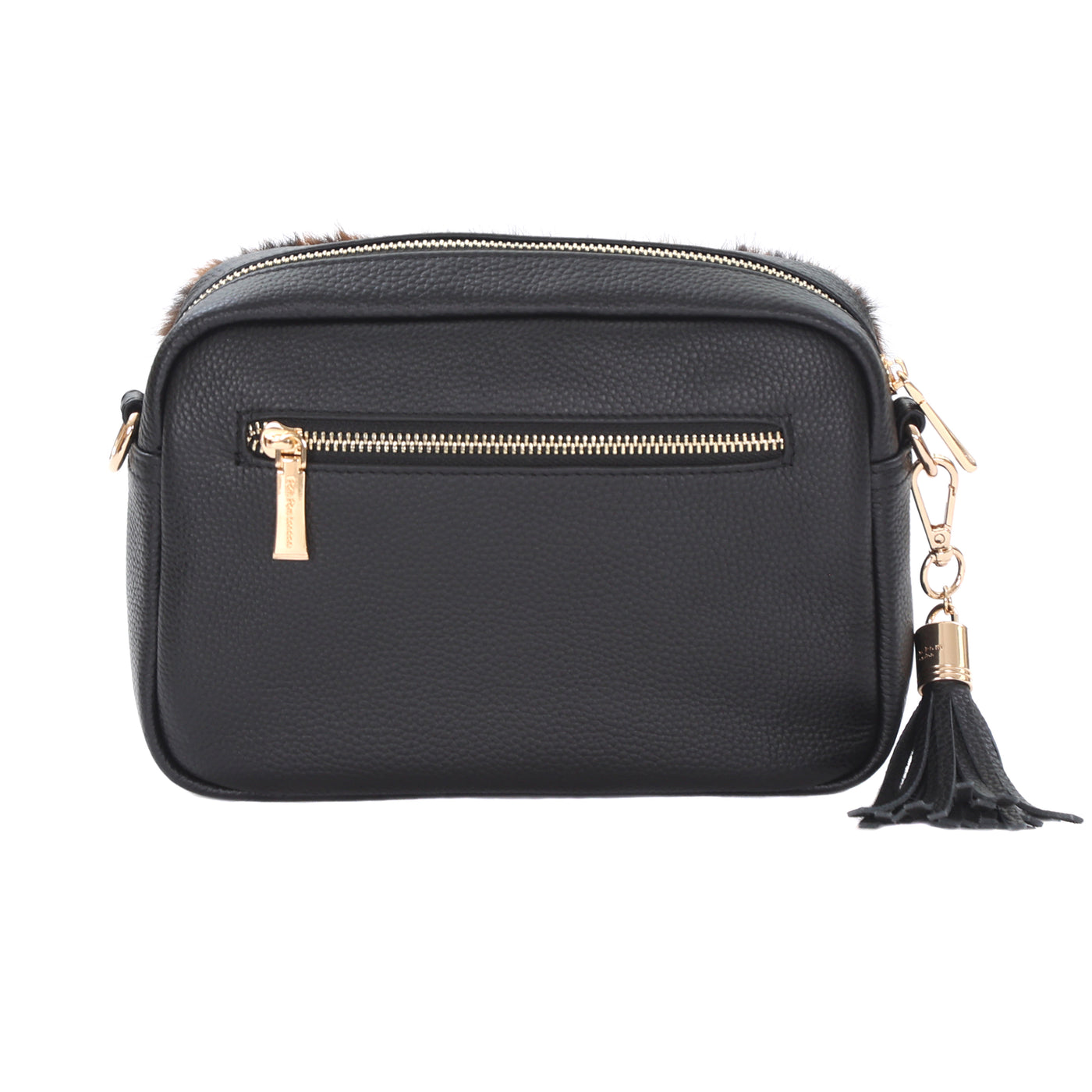 Pom Pom London City Bag Leopard Print Faux Fur Black Bundle-Pom Pom London