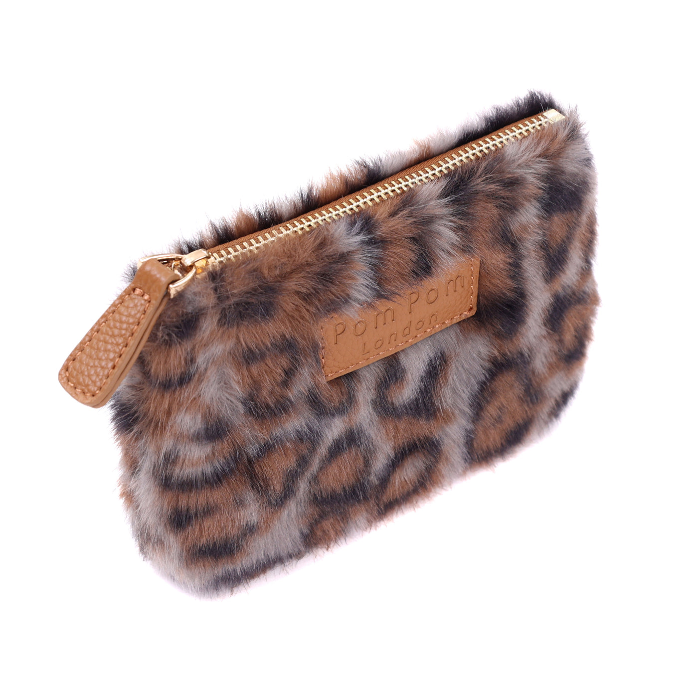 Pom Pom London City Bag Leopard Print Faux Fur Maple Bundle-Pom Pom London