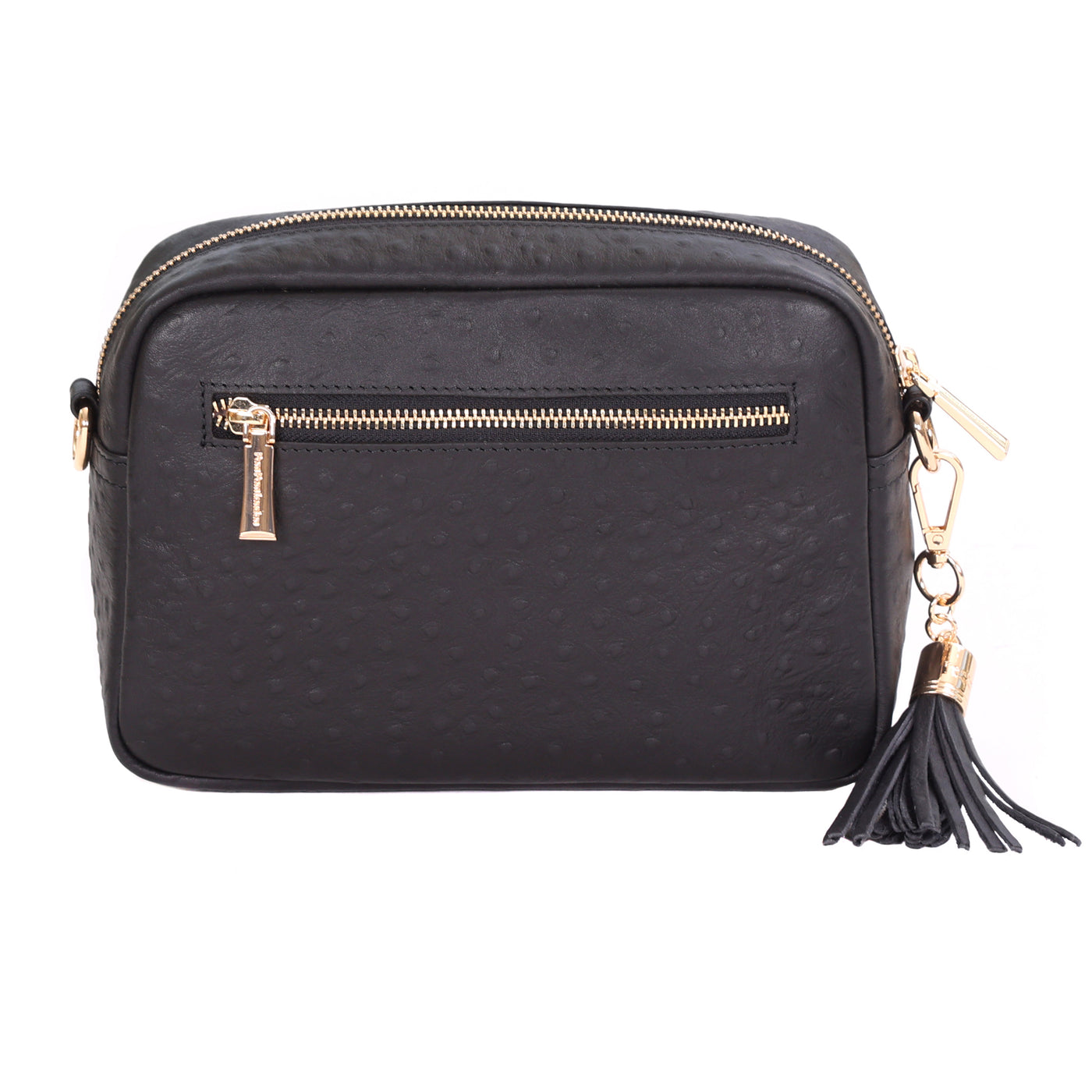 Pom Pom London City Bag Black Ostrich Effect-Pom Pom London