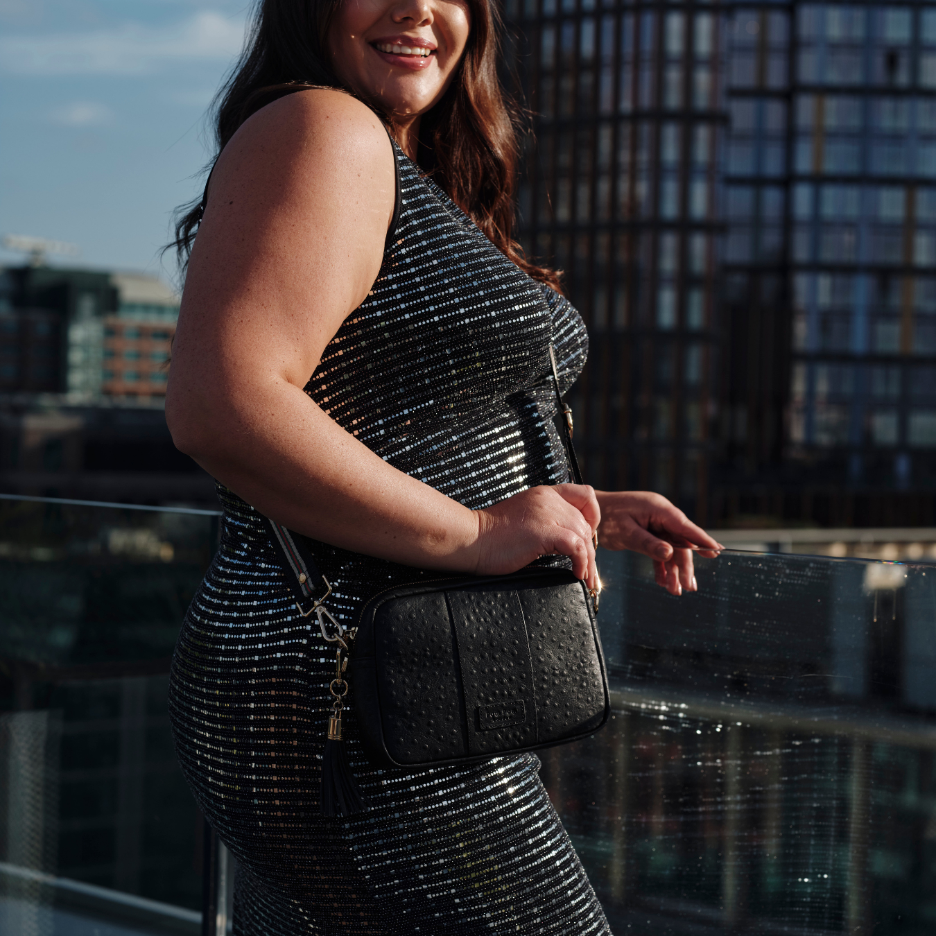 Pom Pom London City Bag Ostrich Black-Pom Pom London