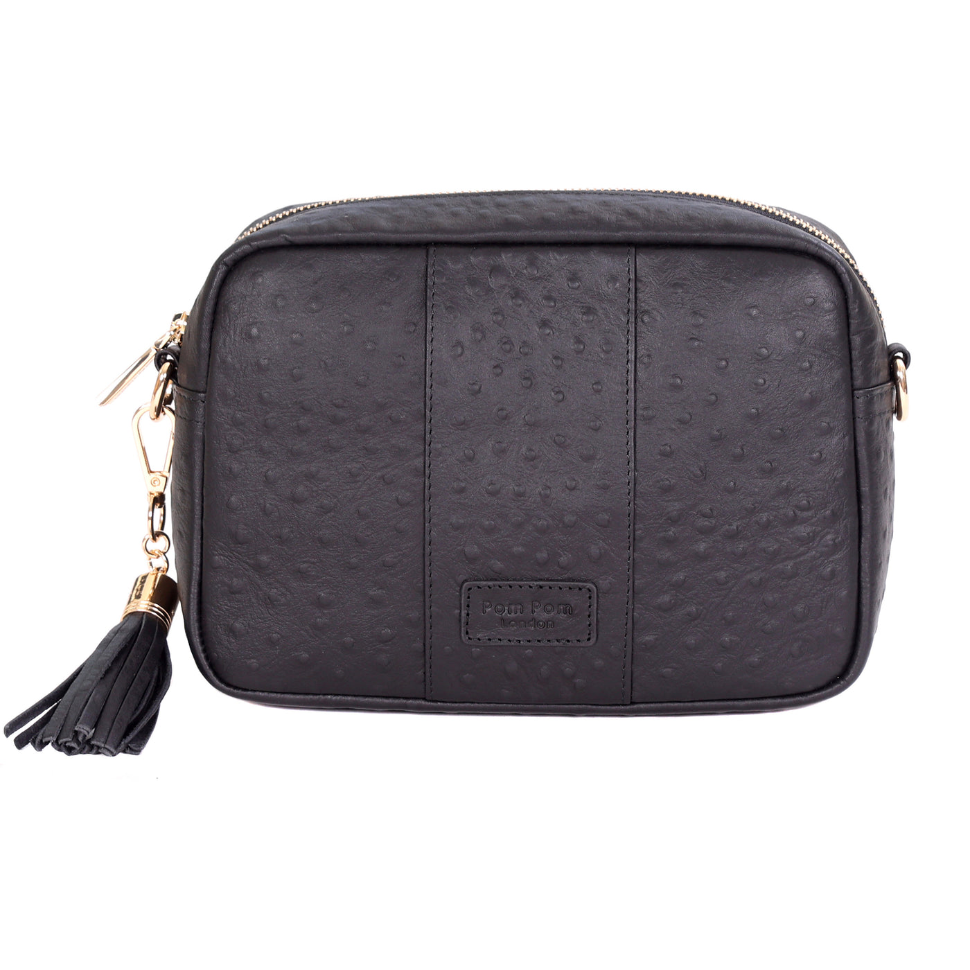 Pom Pom London City Bag Black Ostrich Effect-Pom Pom London