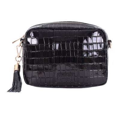 Pom Pom London City Bag Patent Croc Black-Pom Pom London