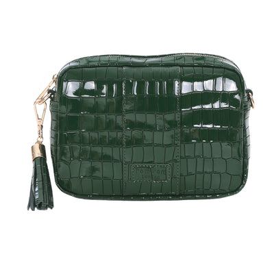 Pom Pom London City Bag Patent Croc Clover Green-Pom Pom London