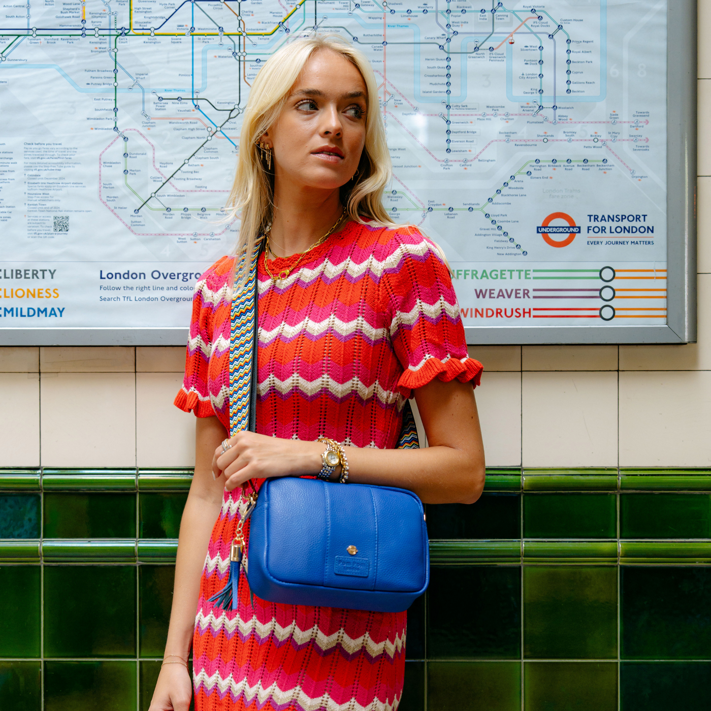 Pom Pom London City Bag Piccadilly Line Blue-Pom Pom London